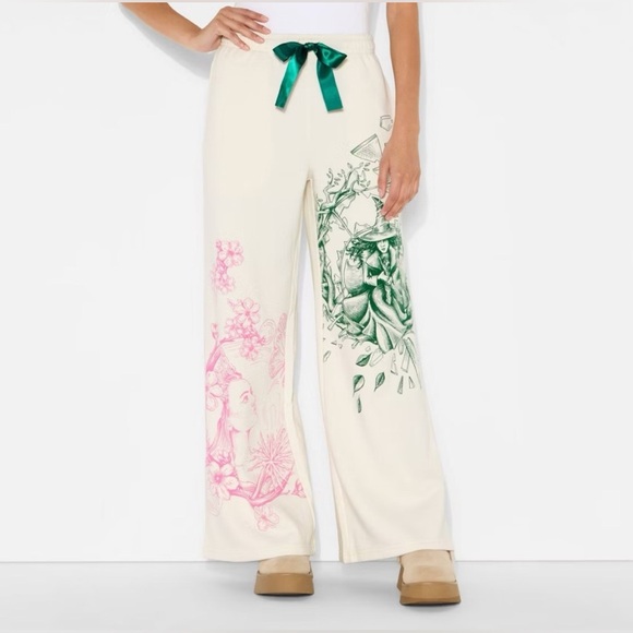 NWT Wicked x Katie Kime Women's Relaxed Leg Good/Bad Graphic Jogger Pants -Cream - Picture 5 of 6